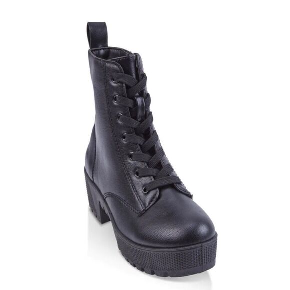 Combat Faux Leather Boots - Picture 1 of 3